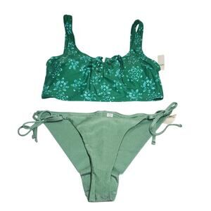 Aerie Green Bikini Set Scoop Top, Cheekier Bottoms Women's XL NEW Cheeky NWT
